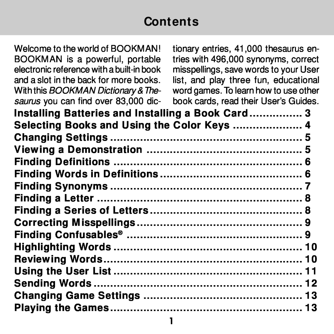 Franklin MWD-640 manual Contents 