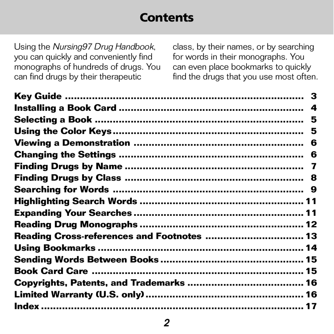 Franklin NDH-2062 manual Contents 