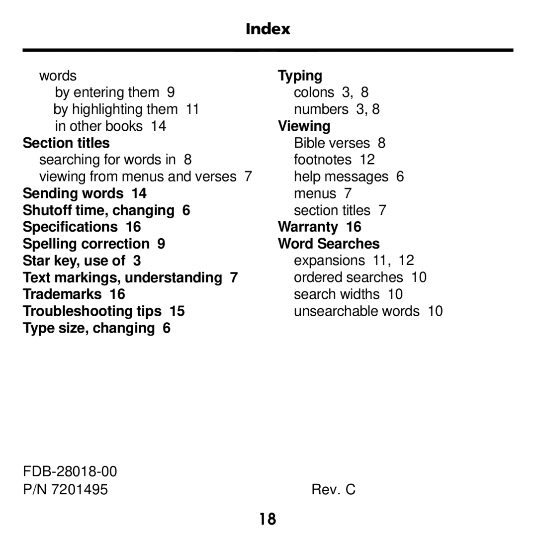 Franklin NIV-440 manual Index 