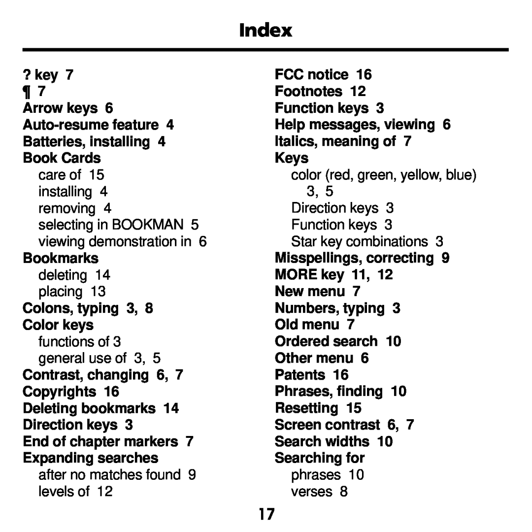 Franklin NIV-440 manual Index 