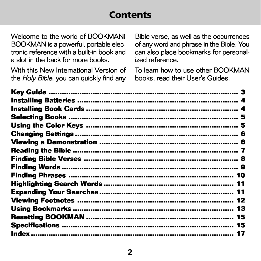 Franklin NIV-440 manual Contents 