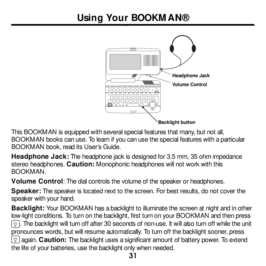 Franklin None manual Using Your Bookman 