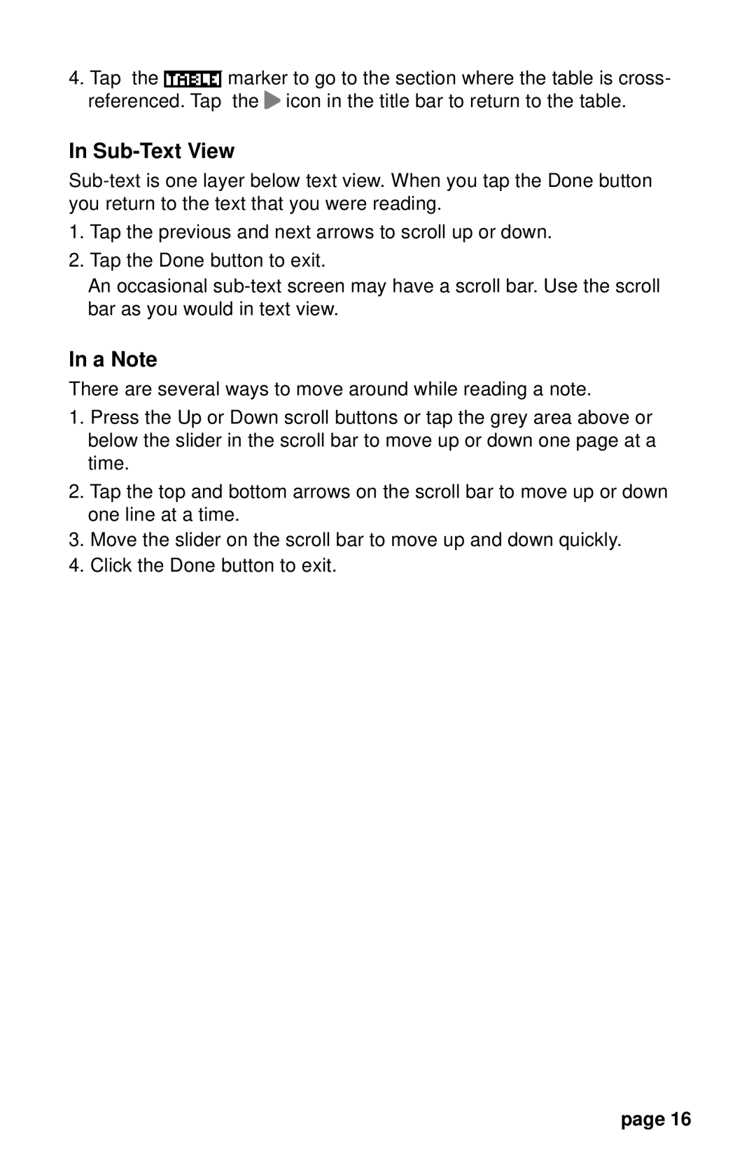 Franklin PDR 2000 user manual Sub-Text View, A Note 