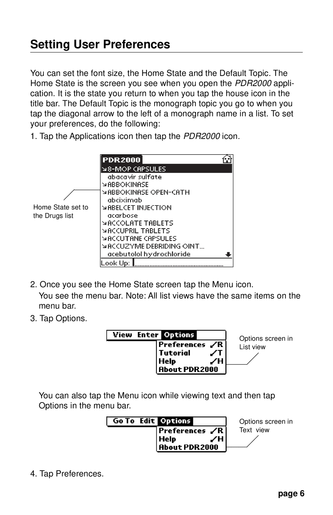 Franklin PDR 2000 user manual Setting User Preferences 