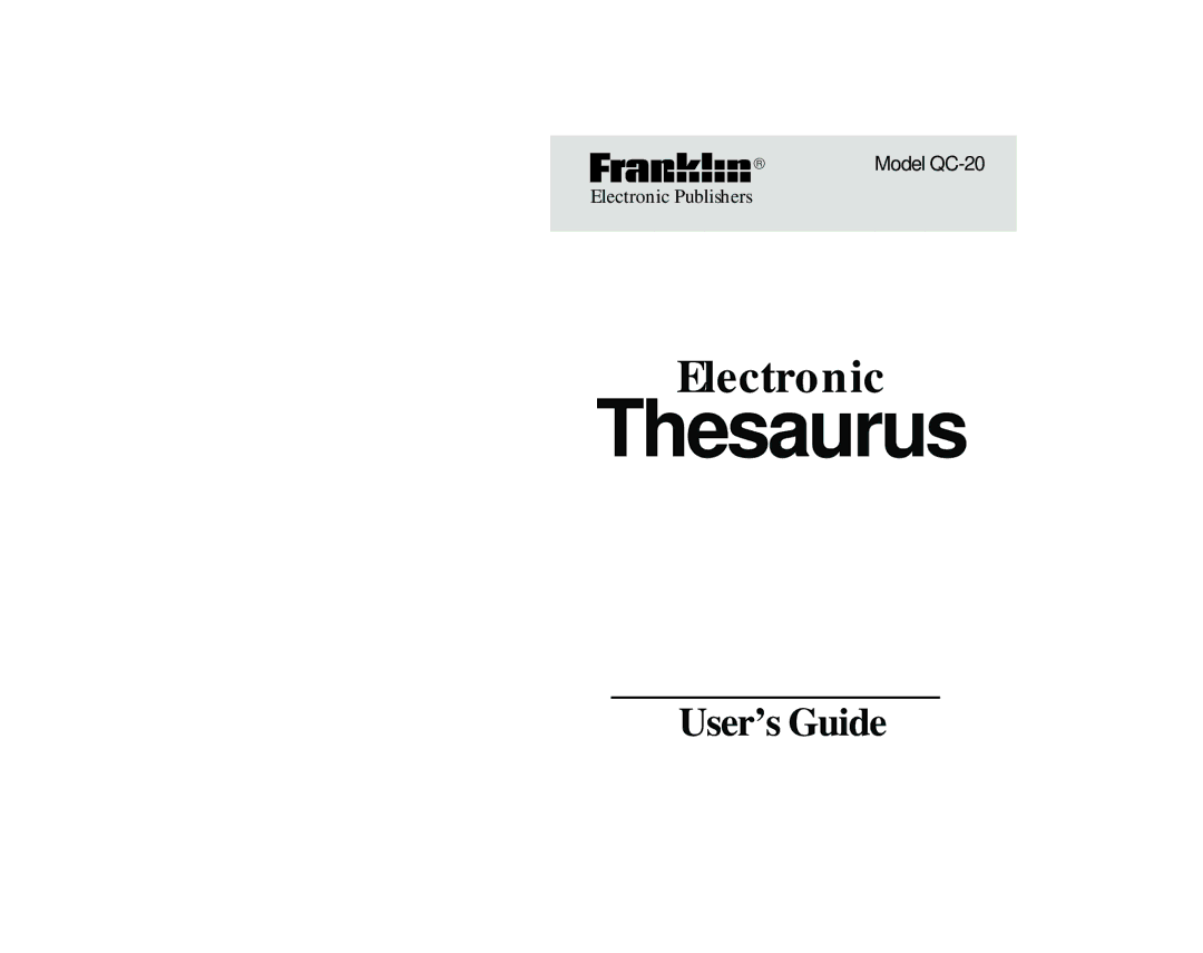 Franklin QC-20 manual Thesaurus 