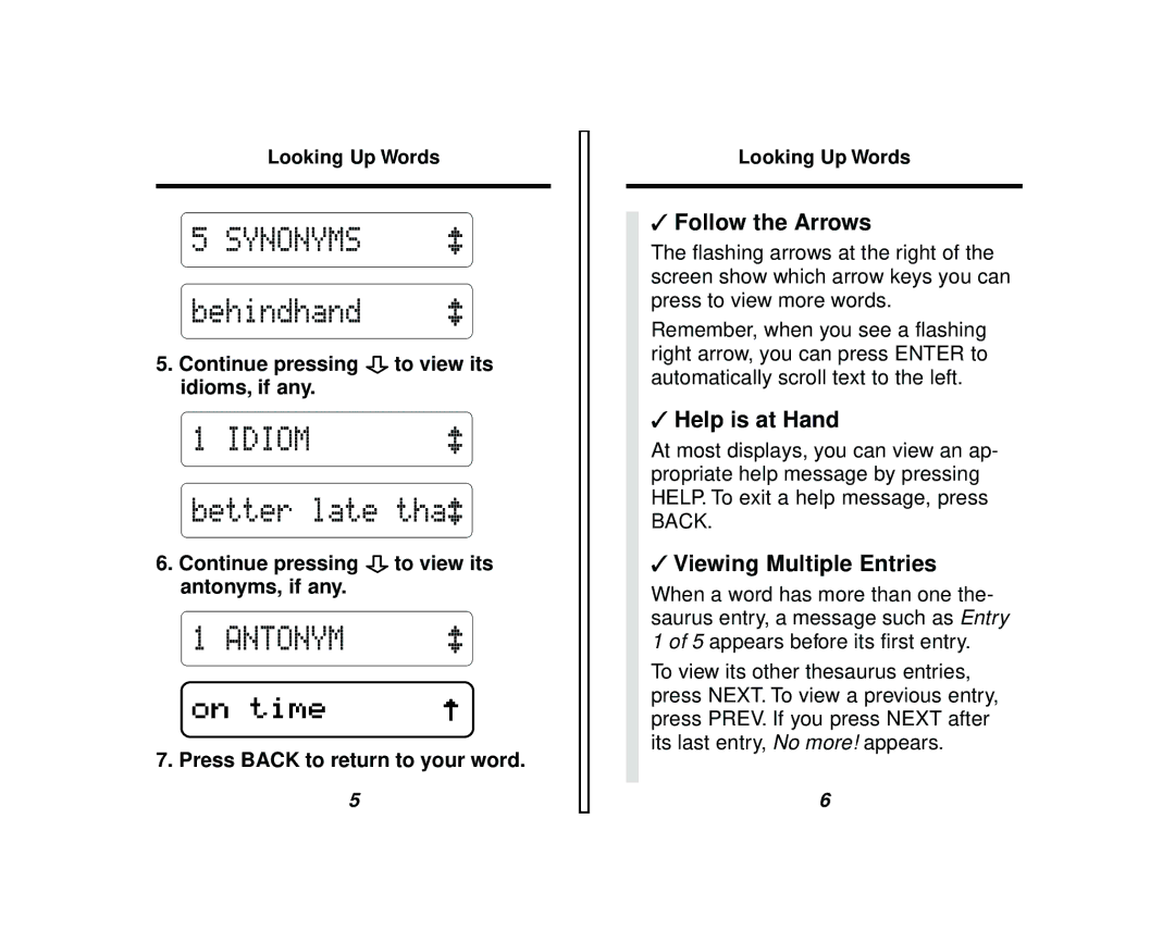 Franklin QC-20 manual Follow the Arrows, Help is at Hand, Viewing Multiple Entries 