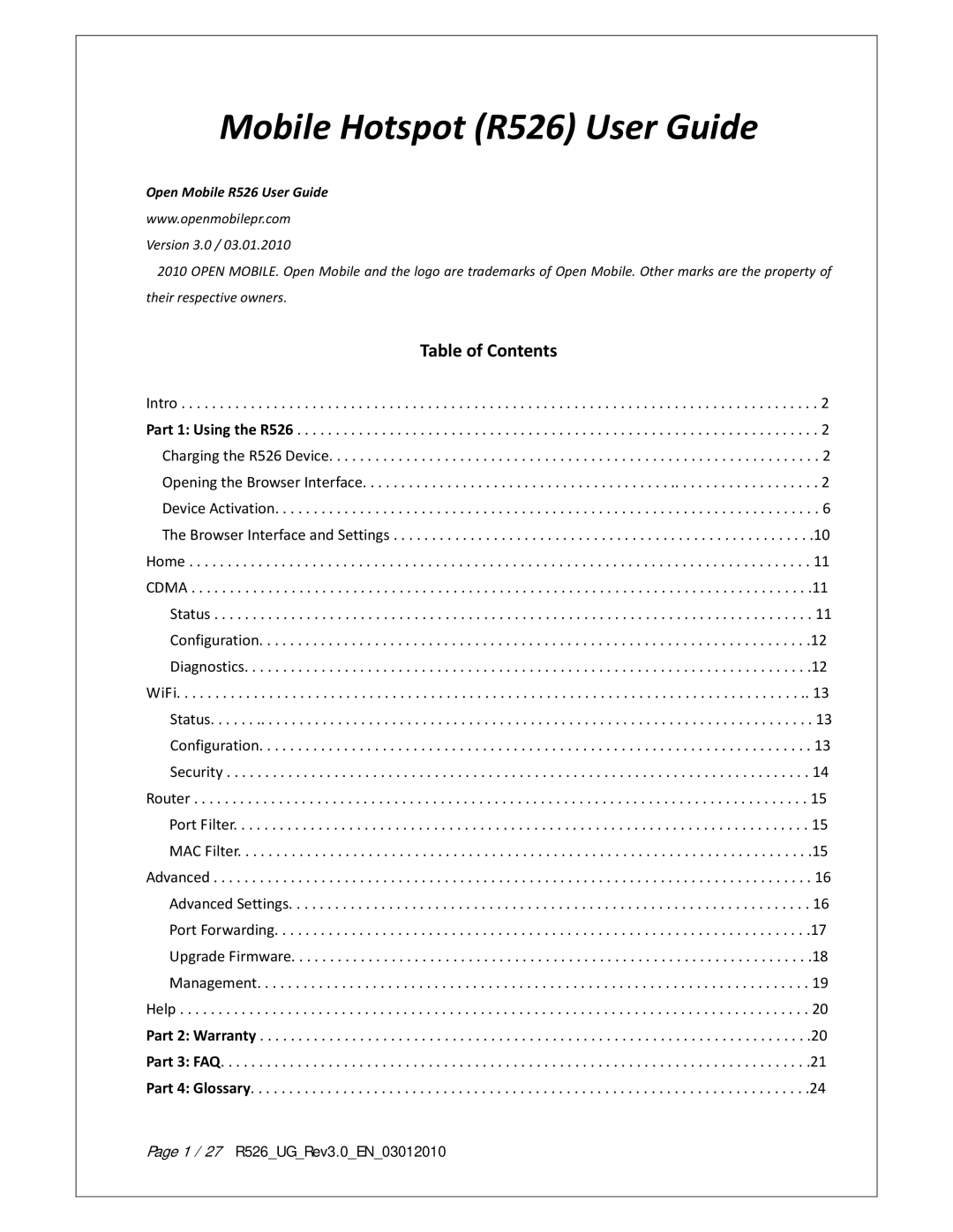 Franklin warranty Mobile Hotspot R526 User Guide 