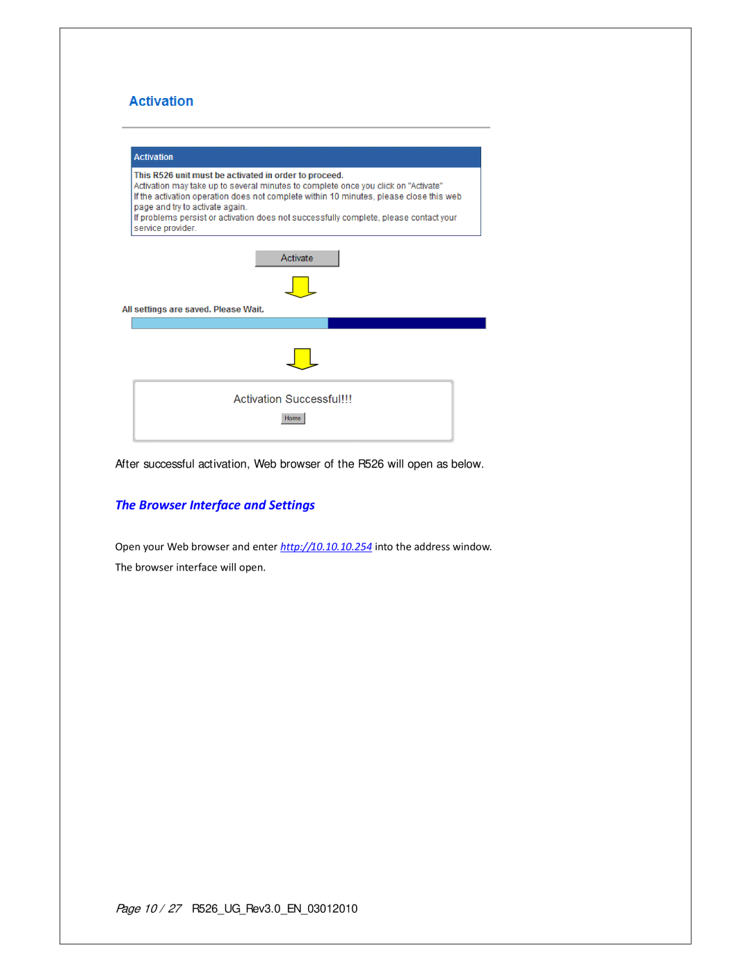 Franklin warranty Browser Interface and Settings, 10 / 27 R526UGRev3.0EN03012010 