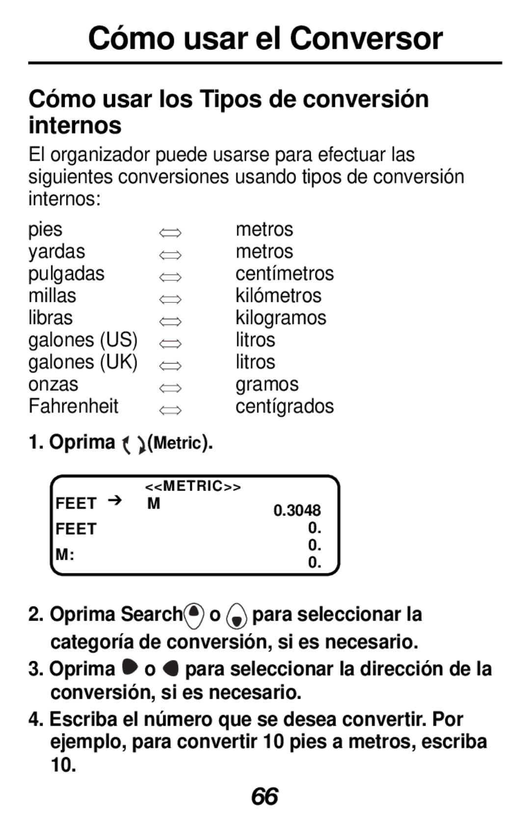 Franklin RF-128b manual Cómo usar el Conversor, Cómo usar los Tipos de conversión internos 