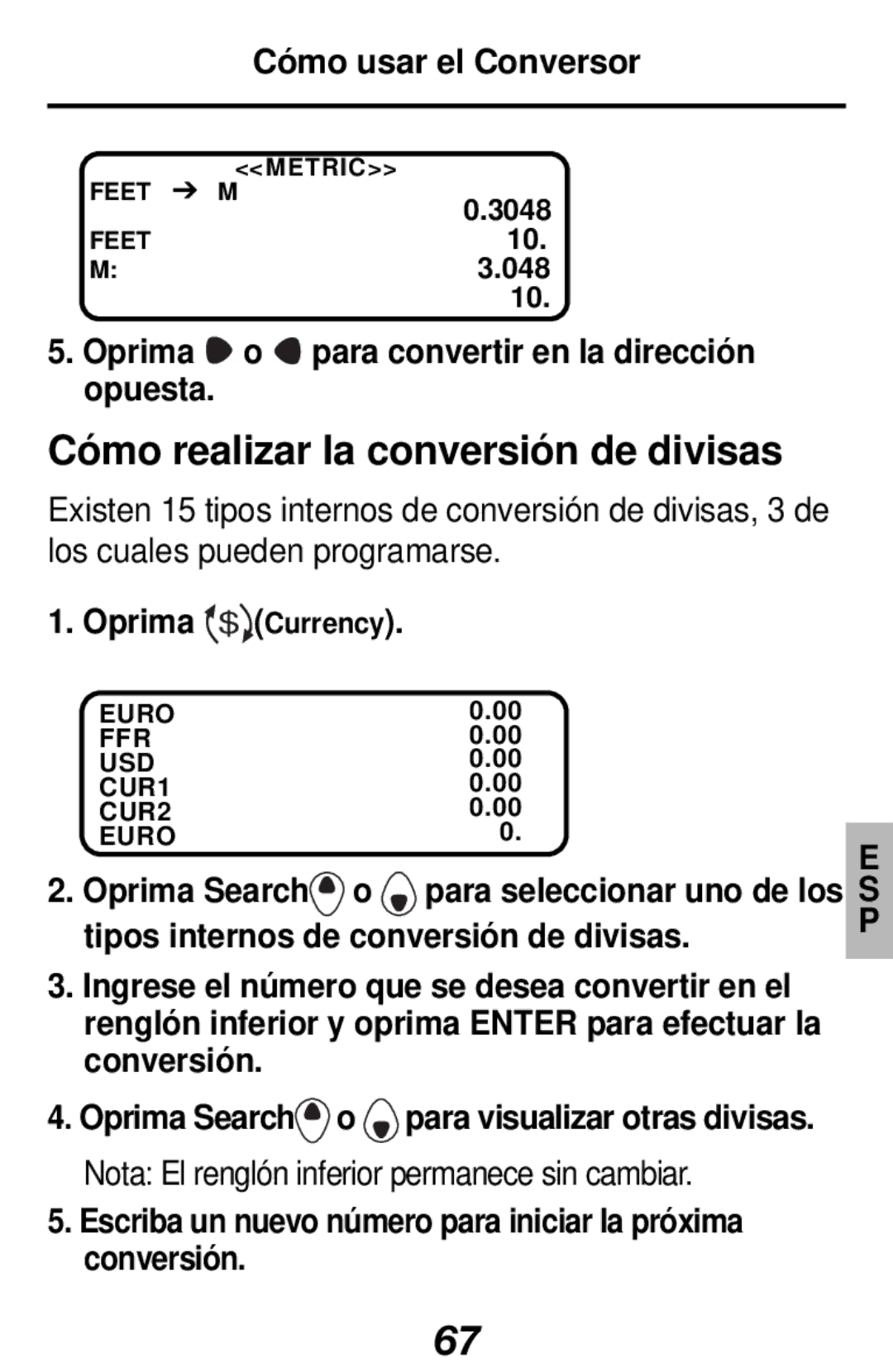 Franklin RF-128b manual Cómo realizar la conversión de divisas 