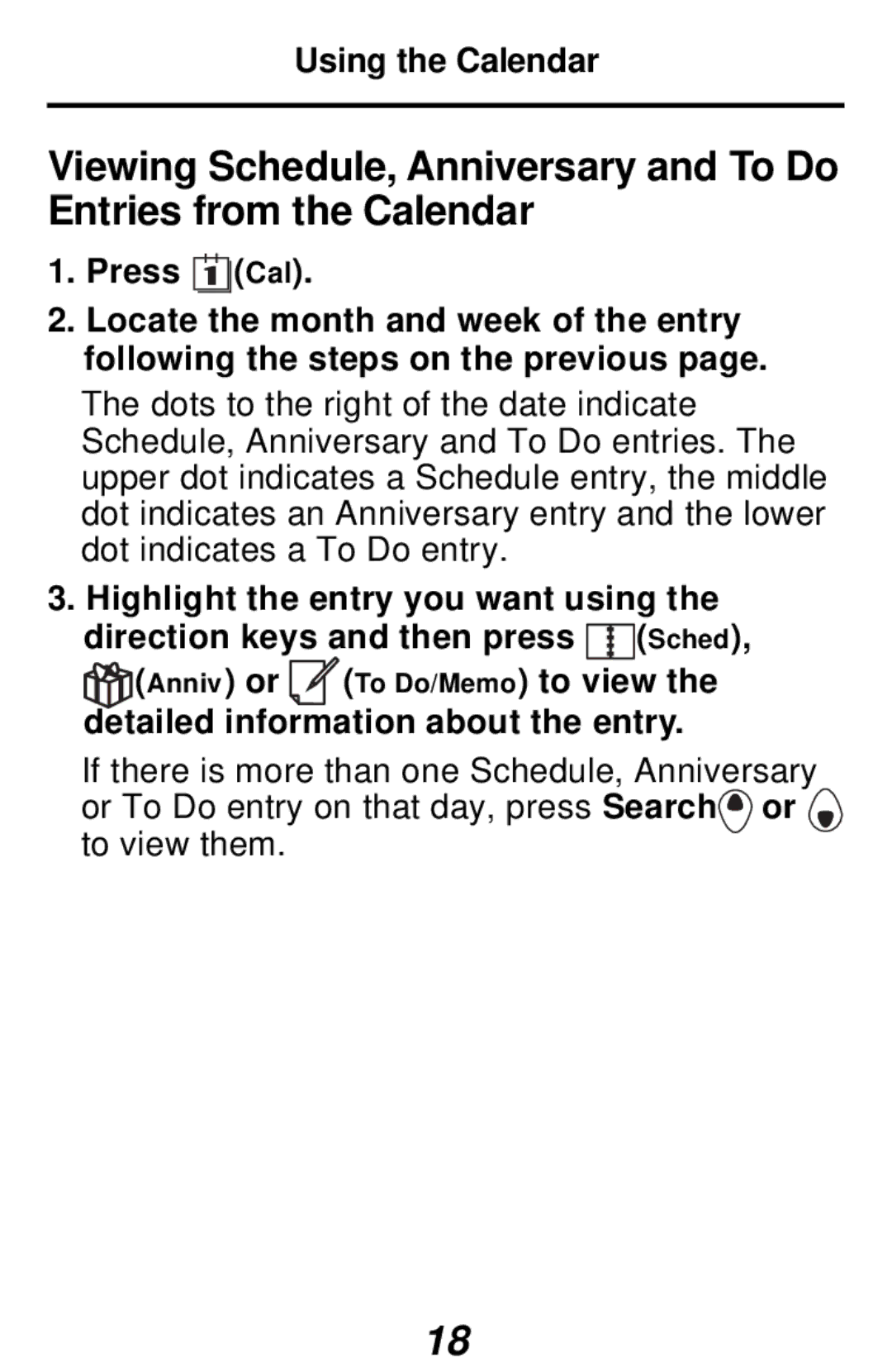 Franklin RF-192 manual Using the Calendar 