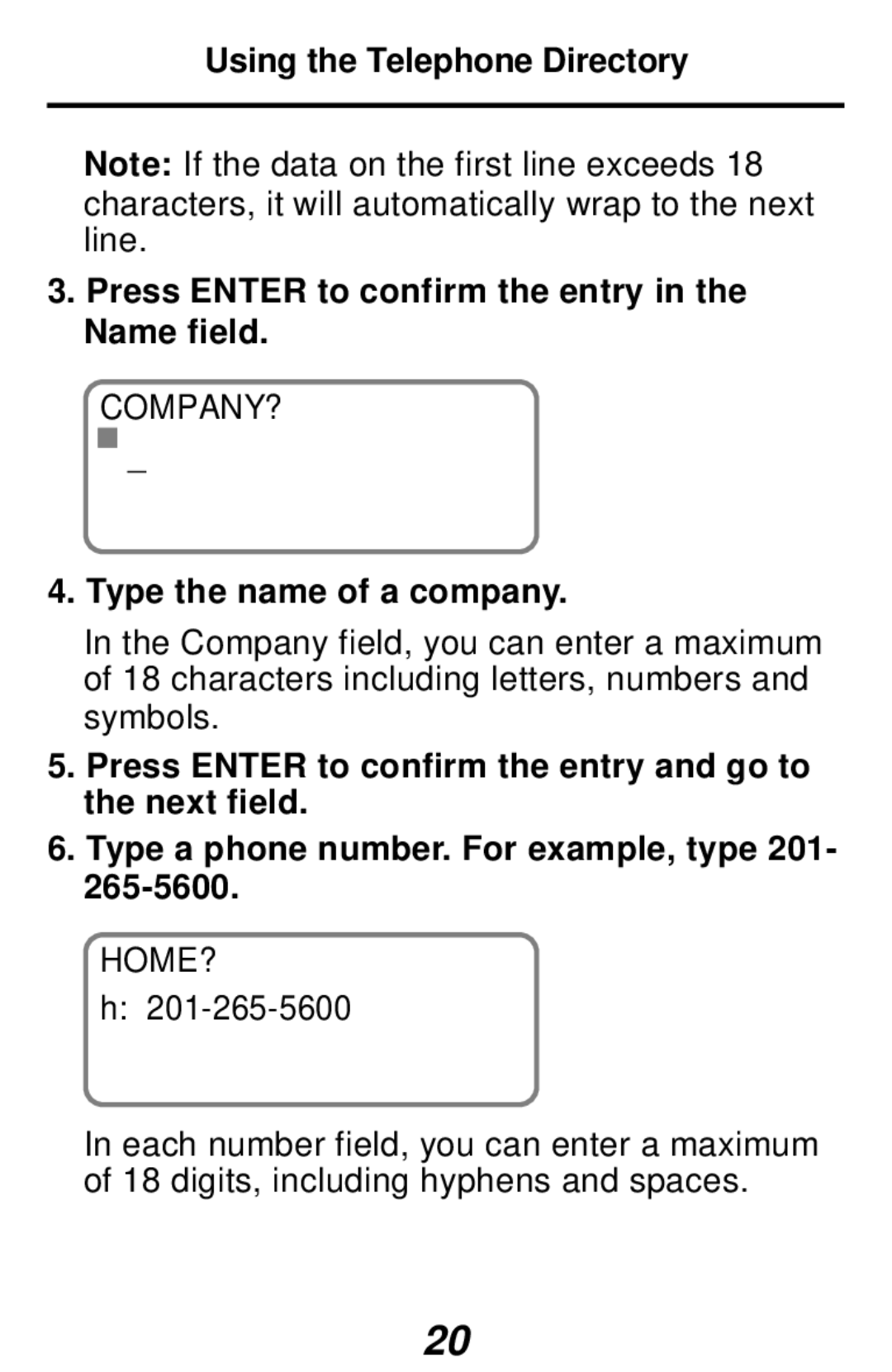 Franklin RF-192 manual Company?, Type the name of a company, Home? 