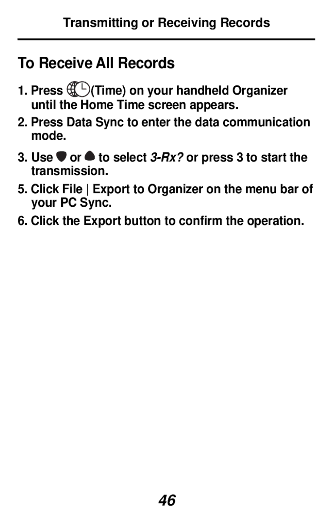 Franklin RF-192 manual To Receive All Records 