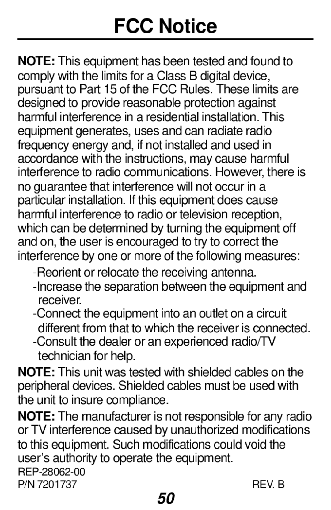 Franklin RF-192 manual FCC Notice 