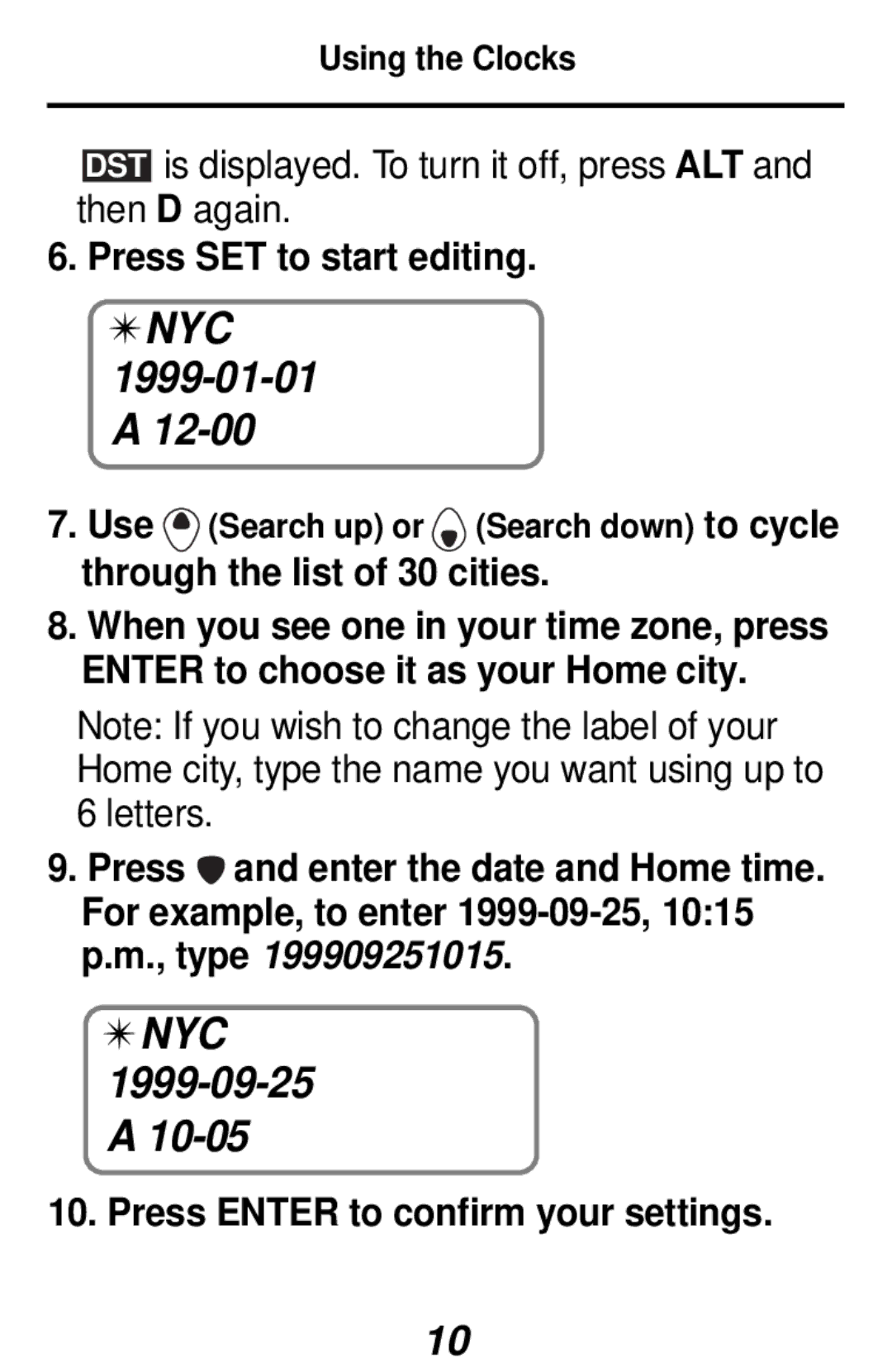 Franklin RF-3, RF-48 manual 10-05, Press SET to start editing, Press Enter to confirm your settings 