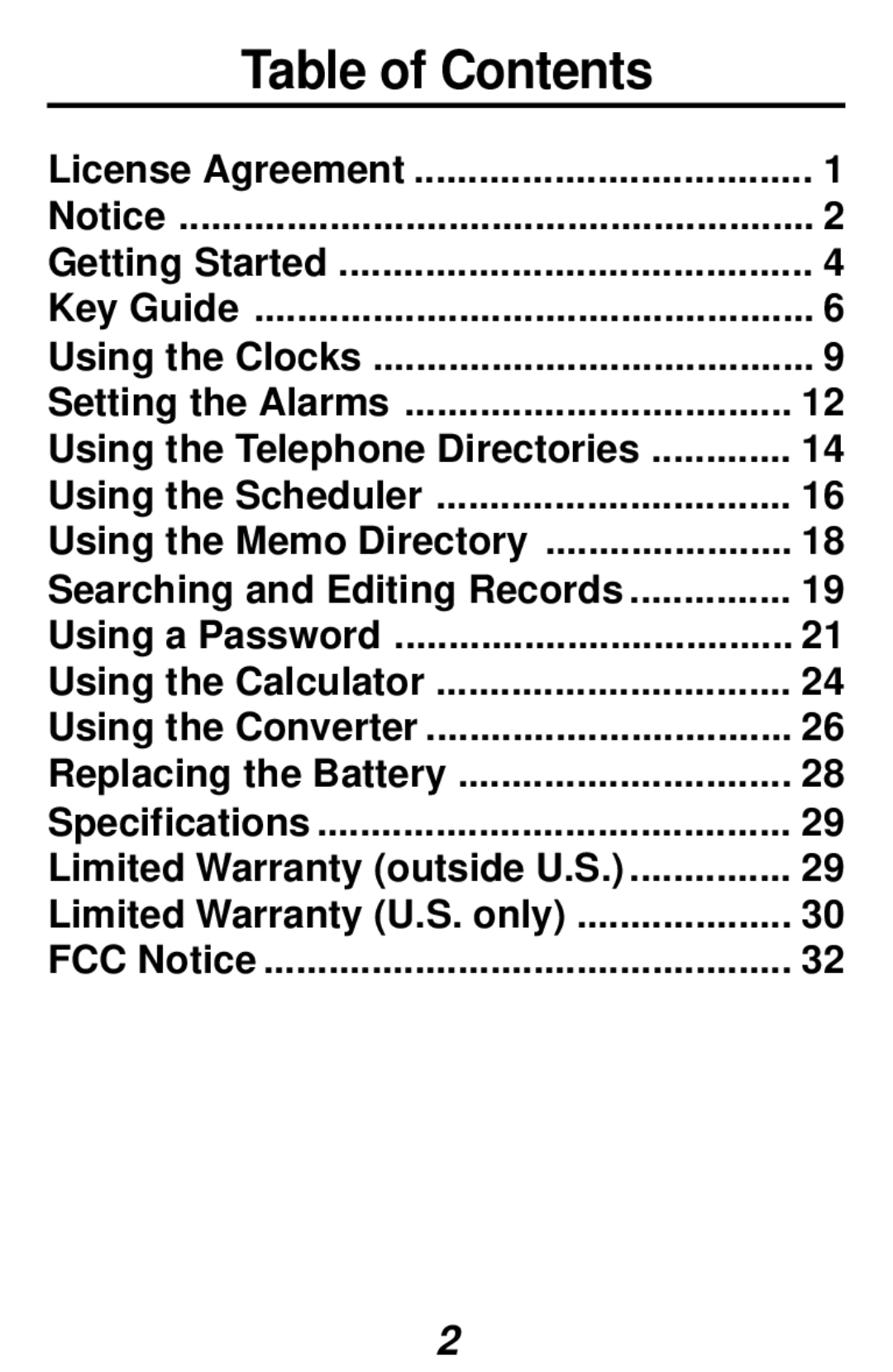 Franklin RF-3, RF-48 manual Table of Contents 