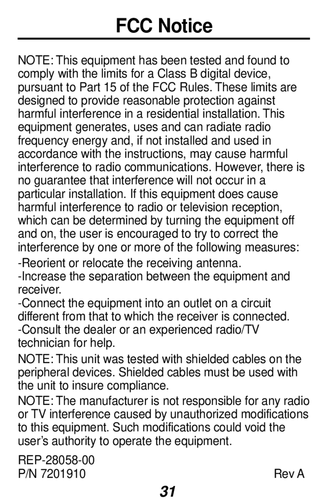 Franklin RF-48, RF-3 manual FCC Notice 