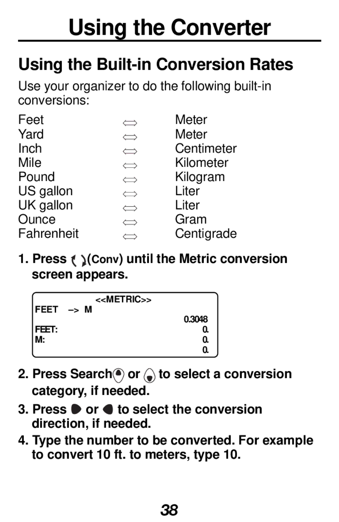 Franklin RF-512 manual Using the Converter, Using the Built-in Conversion Rates 