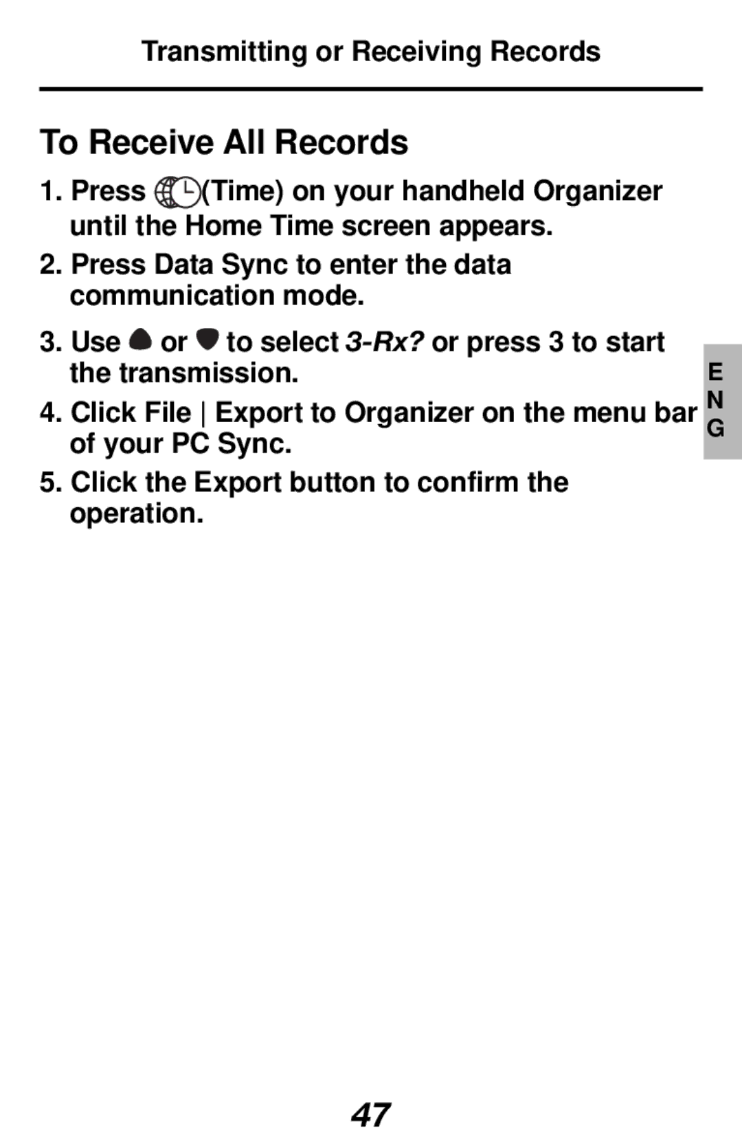 Franklin RF-512 manual To Receive All Records 