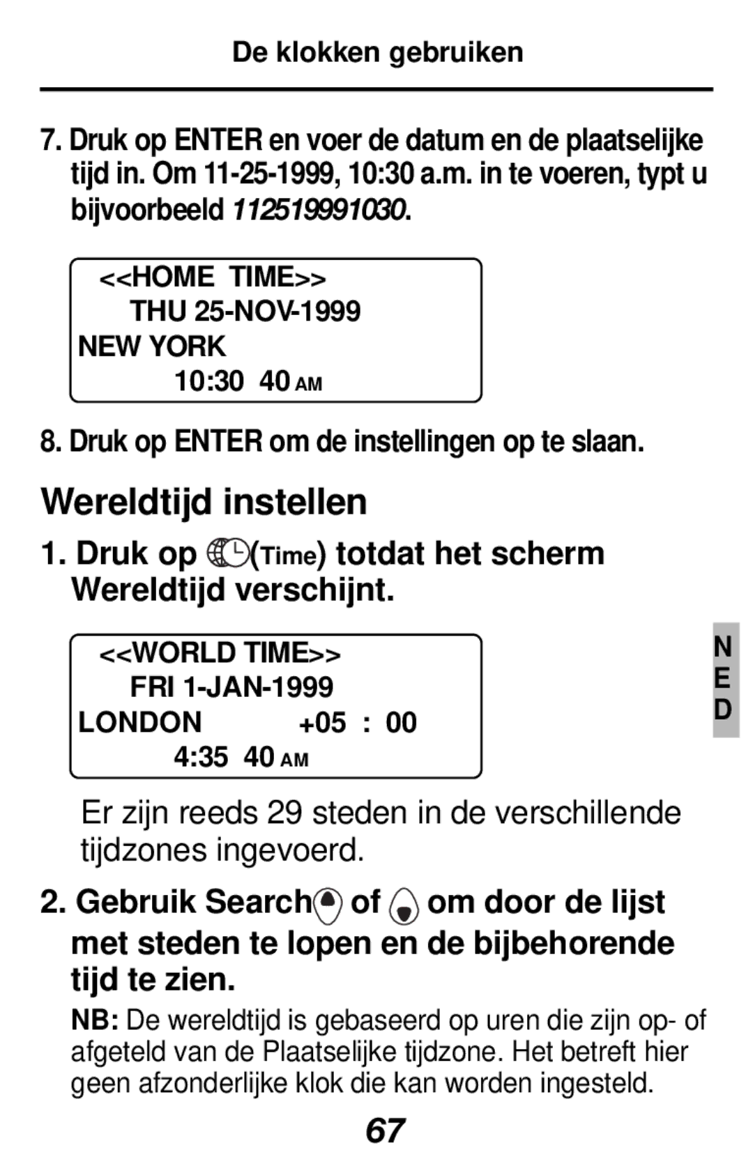 Franklin RF-512a manual Wereldtijd instellen, Druk op Time totdat het scherm Wereldtijd verschijnt, World Time, London 