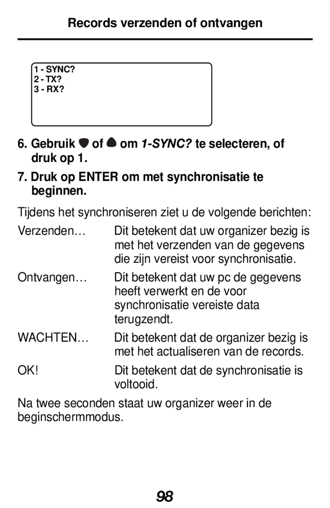 Franklin RF-512a manual Wachten… 