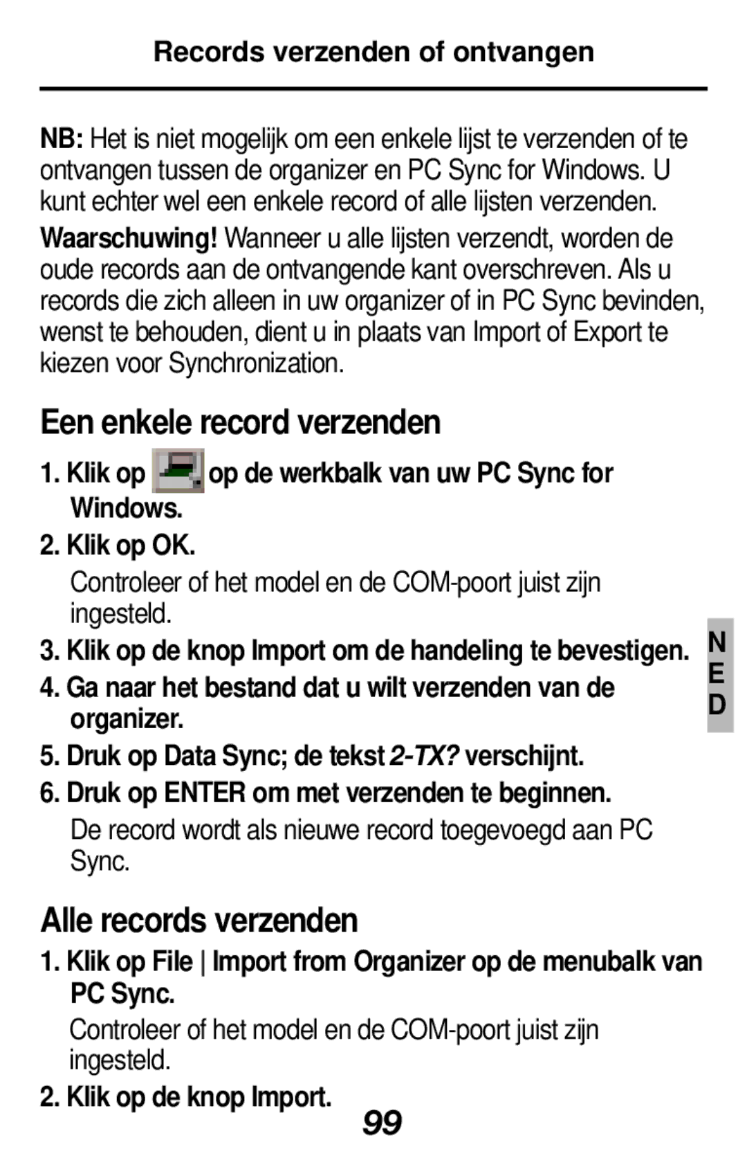 Franklin RF-512a manual Een enkele record verzenden, Alle records verzenden, Klik op de knop Import 