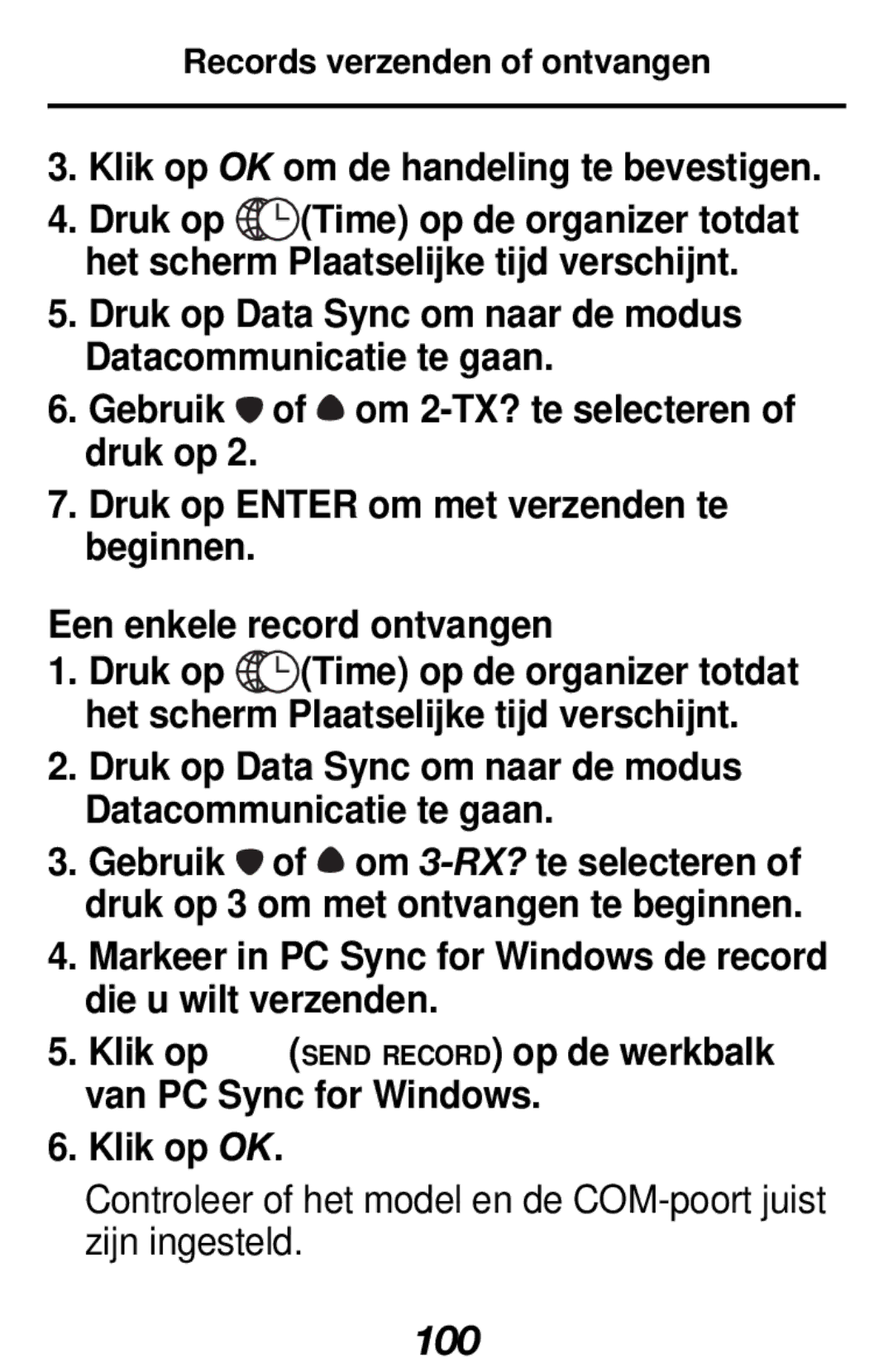 Franklin RF-512a manual Klik op OK, 100 