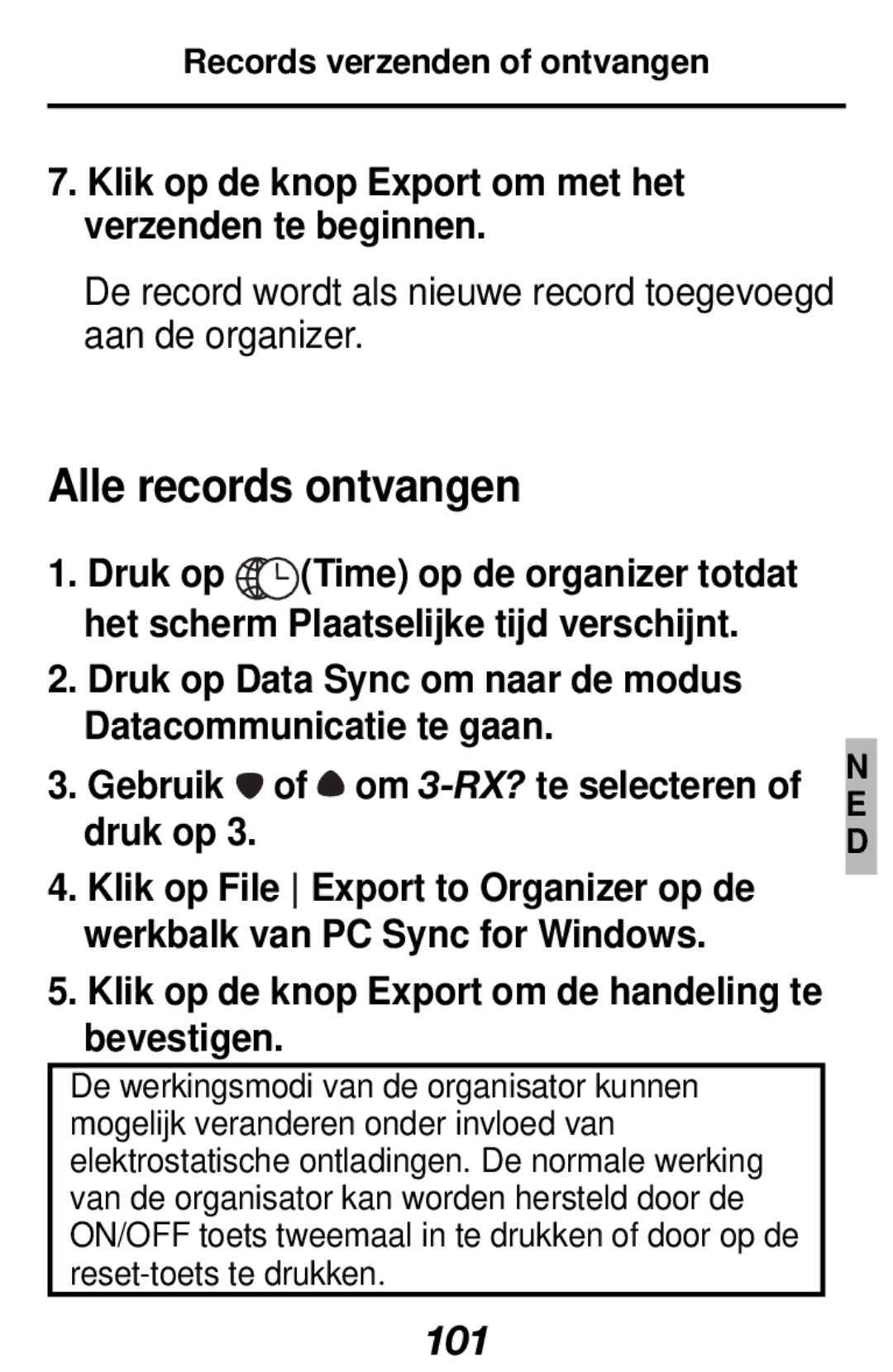 Franklin RF-512a manual Alle records ontvangen, Klik op de knop Export om met het verzenden te beginnen 