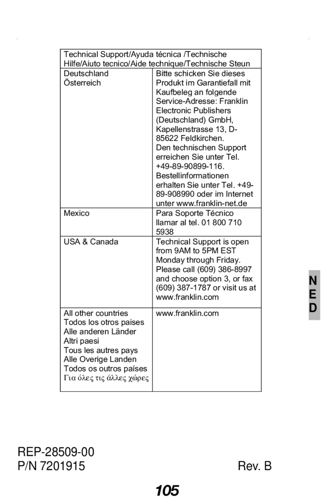 Franklin RF-512a manual 105 