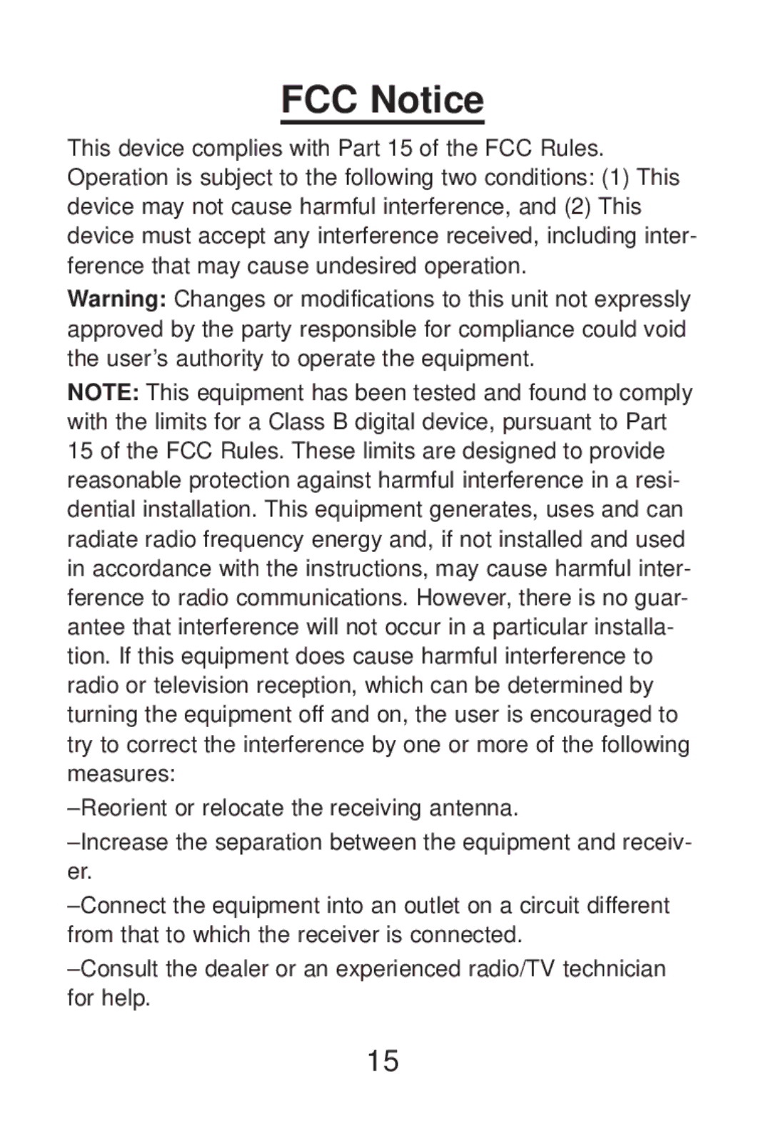 Franklin RL-8221 manual FCC Notice 