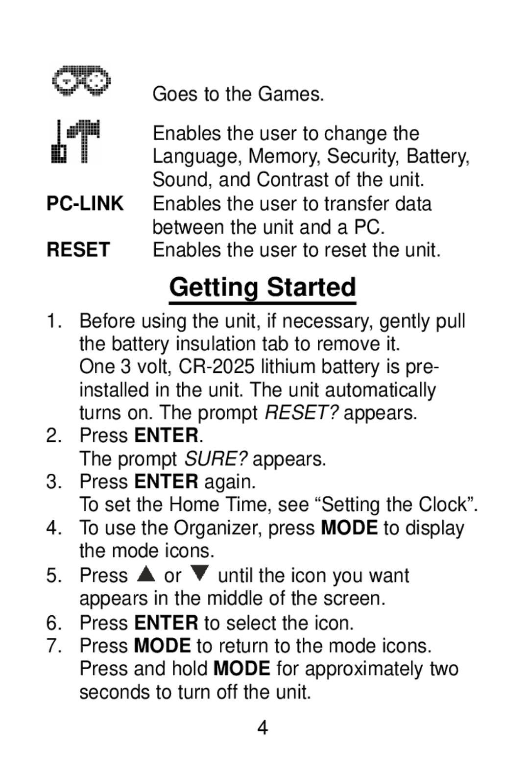 Franklin RL-8221 manual Getting Started, Goes to the Games 