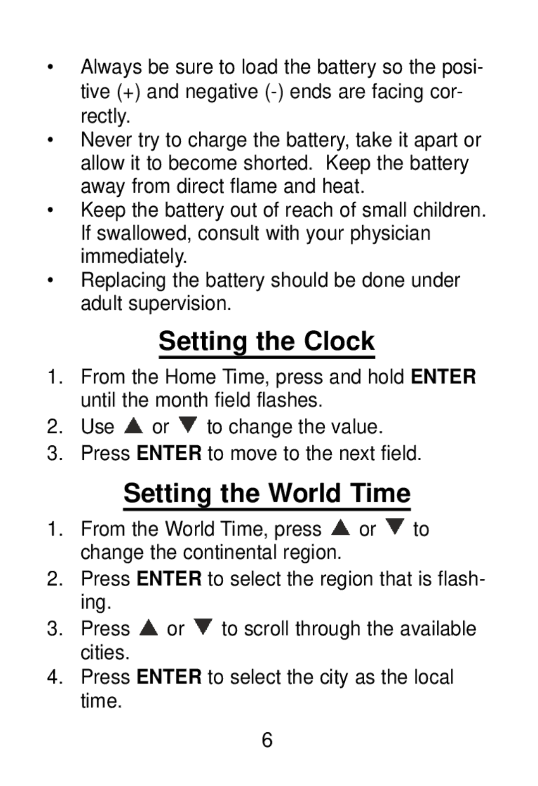 Franklin RL-8221 manual Setting the Clock, Setting the World Time 