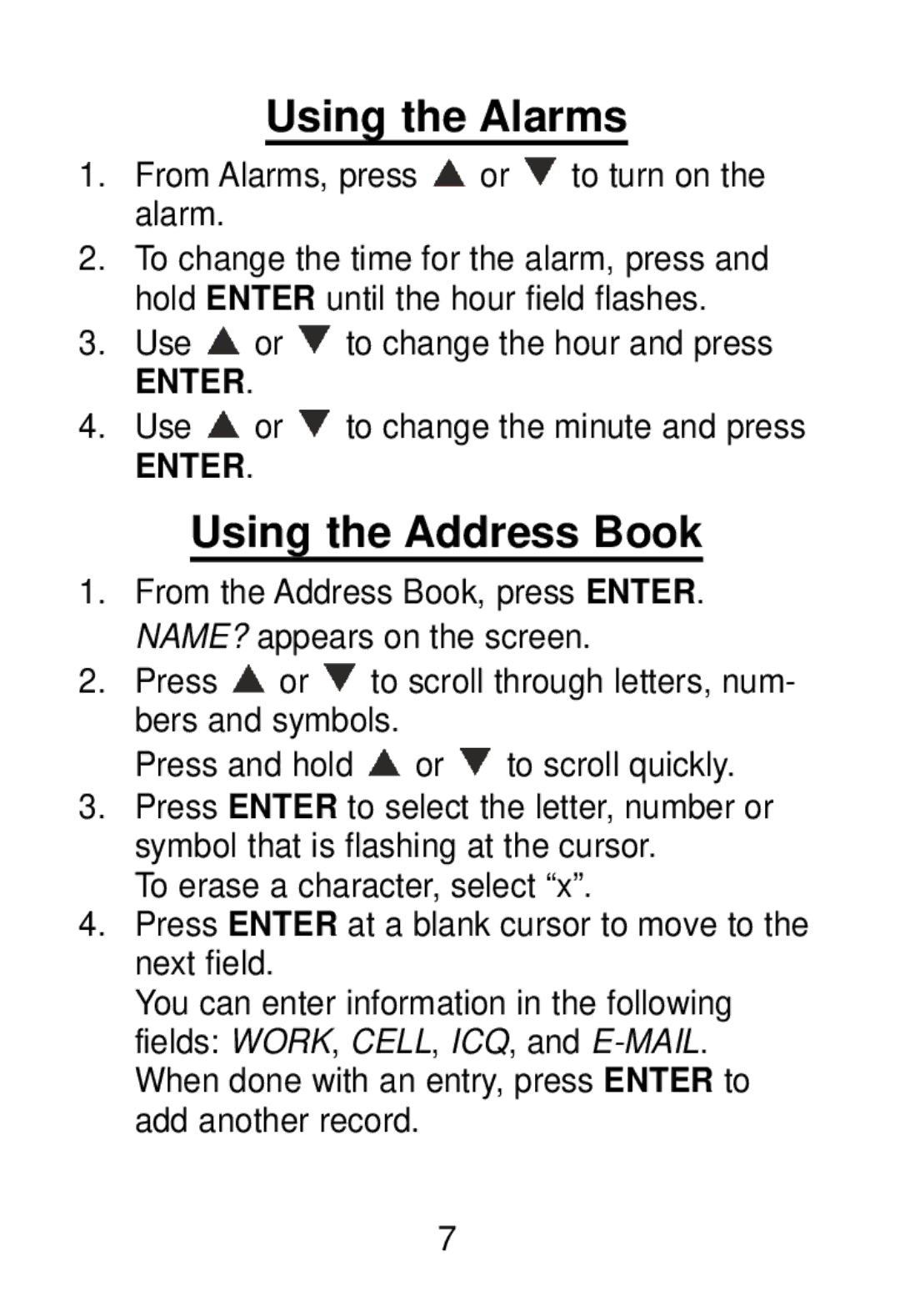 Franklin RL-8221 manual Using the Alarms, Using the Address Book 