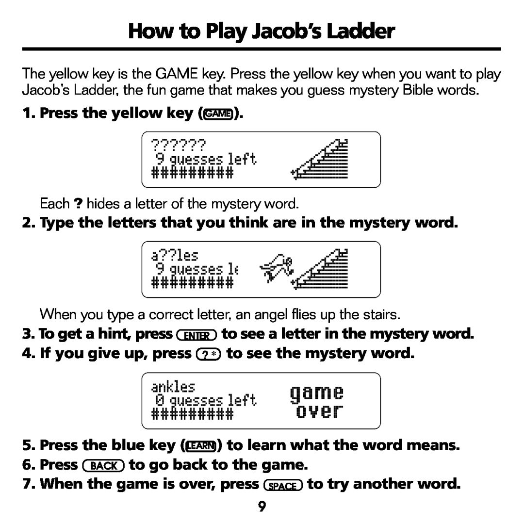Franklin RMB-2030 manual How to Play Jacob’s Ladder 