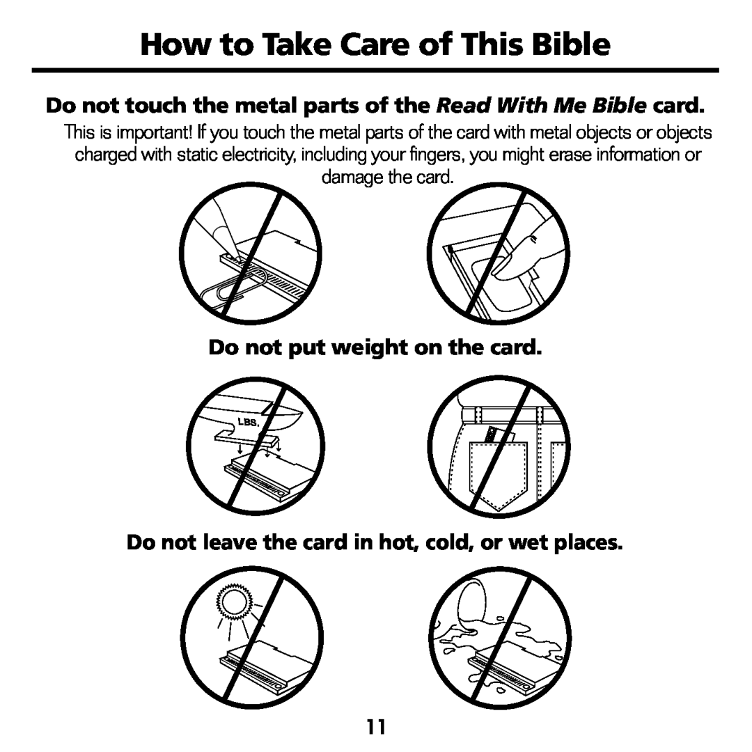 Franklin RMB-2030 manual How to Take Care of This Bible, Do not put weight on the card 