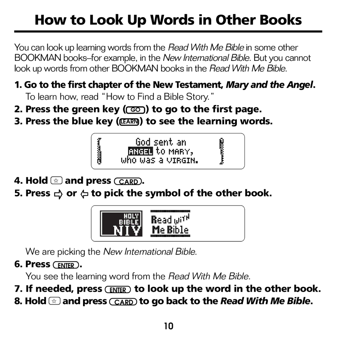 Franklin RMB-2030 manual How to Look Up Words in Other Books, Press Enter 