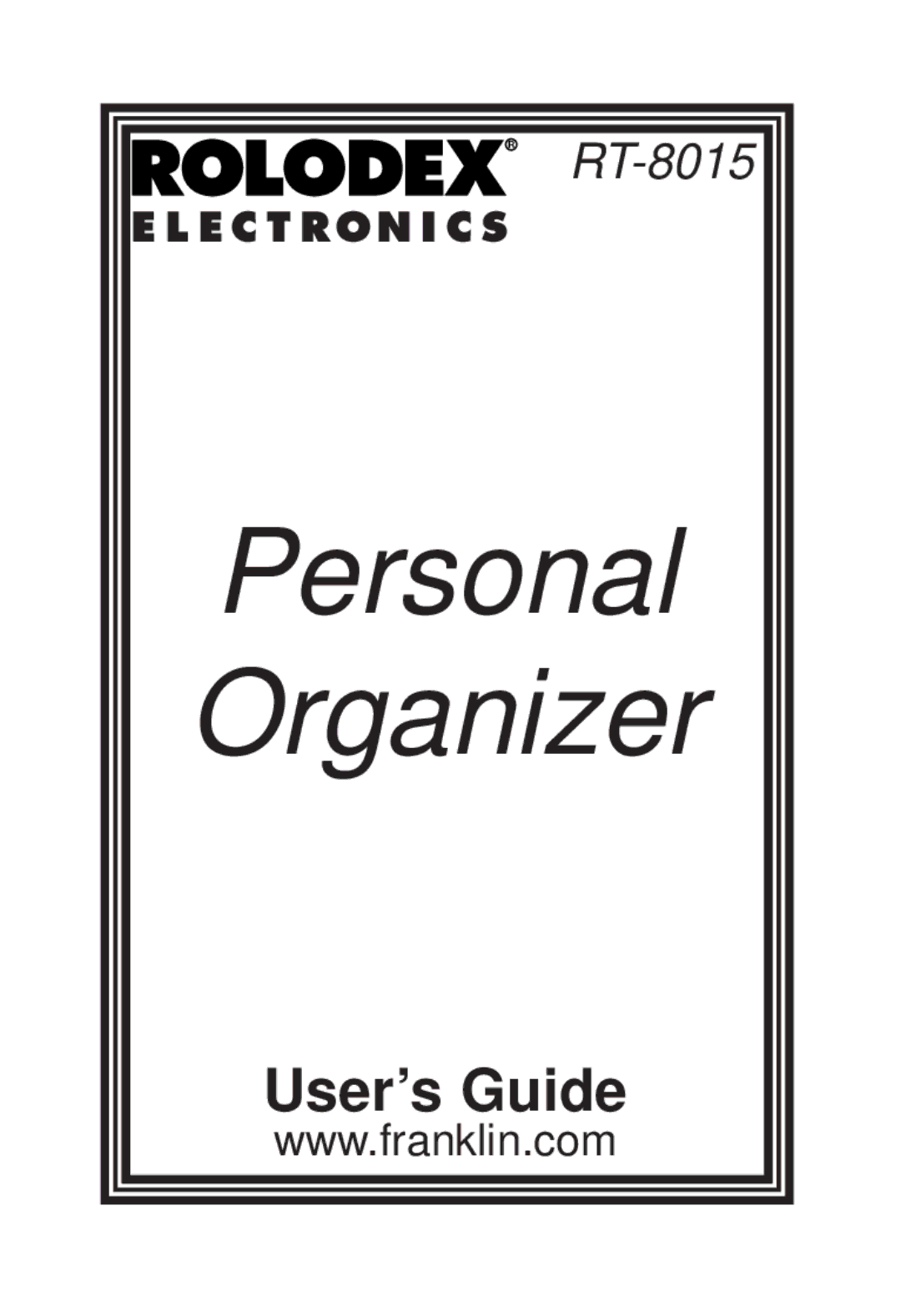 Franklin RT-8015 manual Personal Organizer 