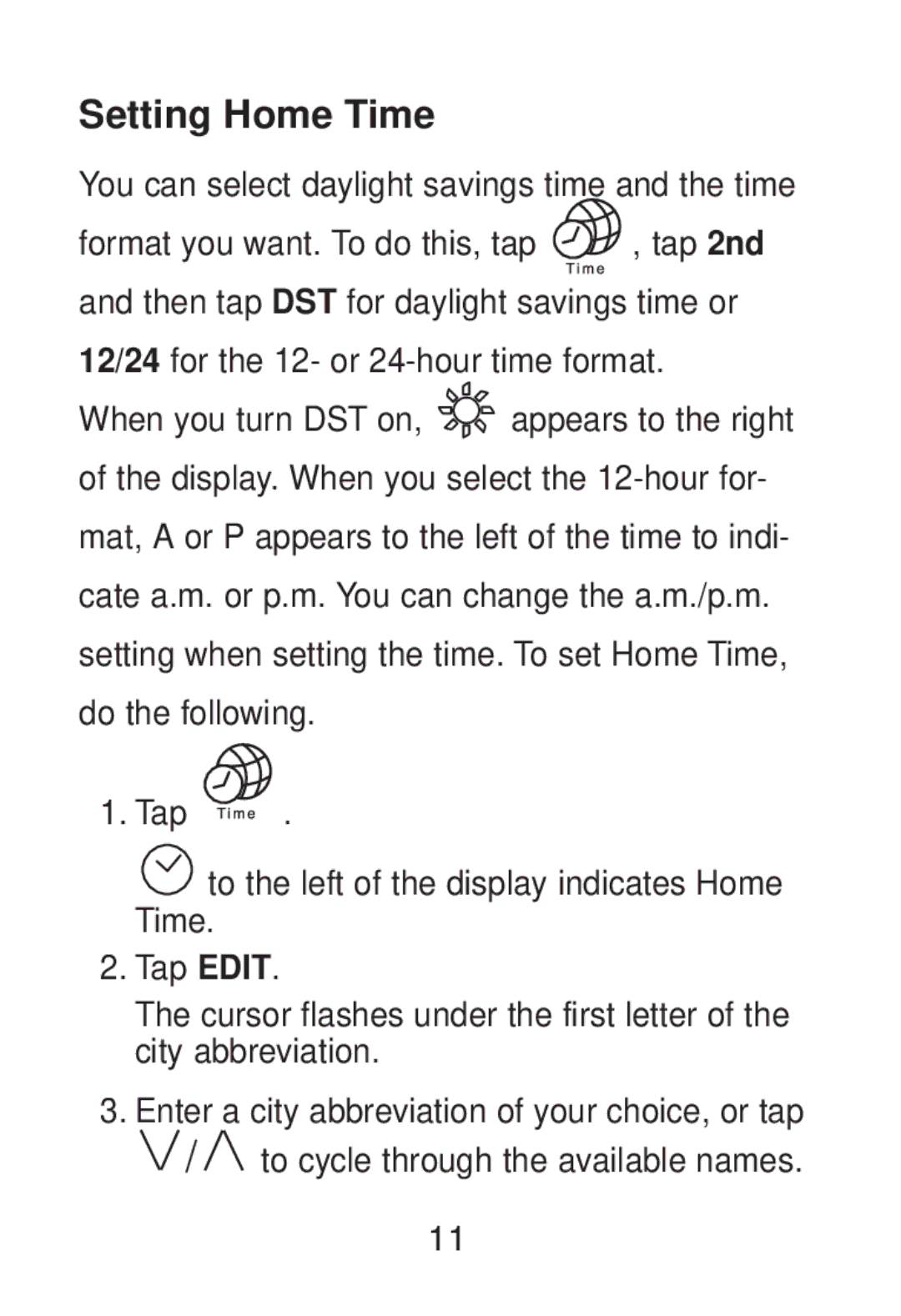 Franklin RT-8015 manual Setting Home Time, You can select daylight savings time and the time 