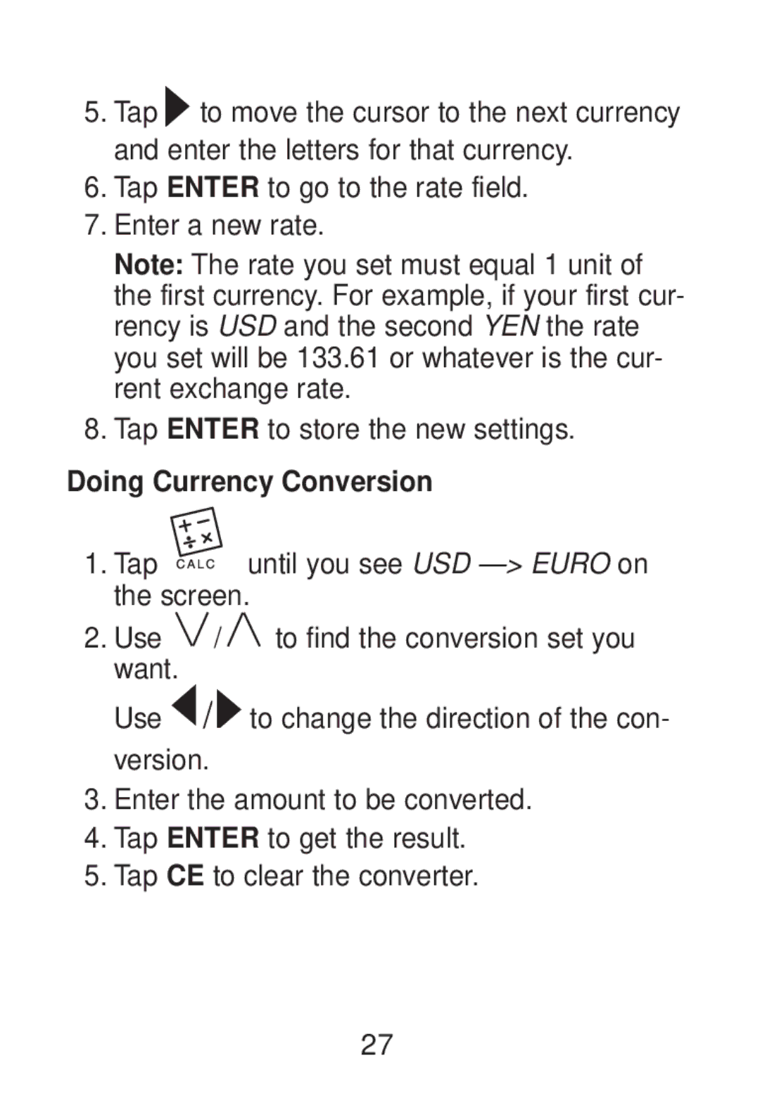 Franklin RT-8015 manual Doing Currency Conversion 