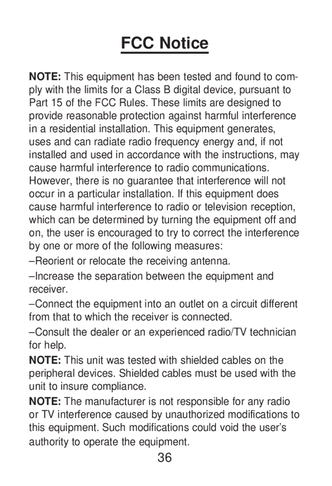 Franklin RT-8015 manual FCC Notice 