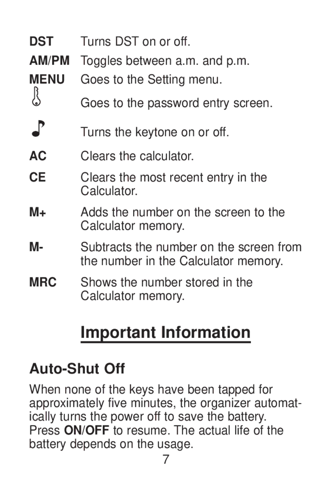 Franklin RT-8015 manual Important Information, Auto-Shut Off 