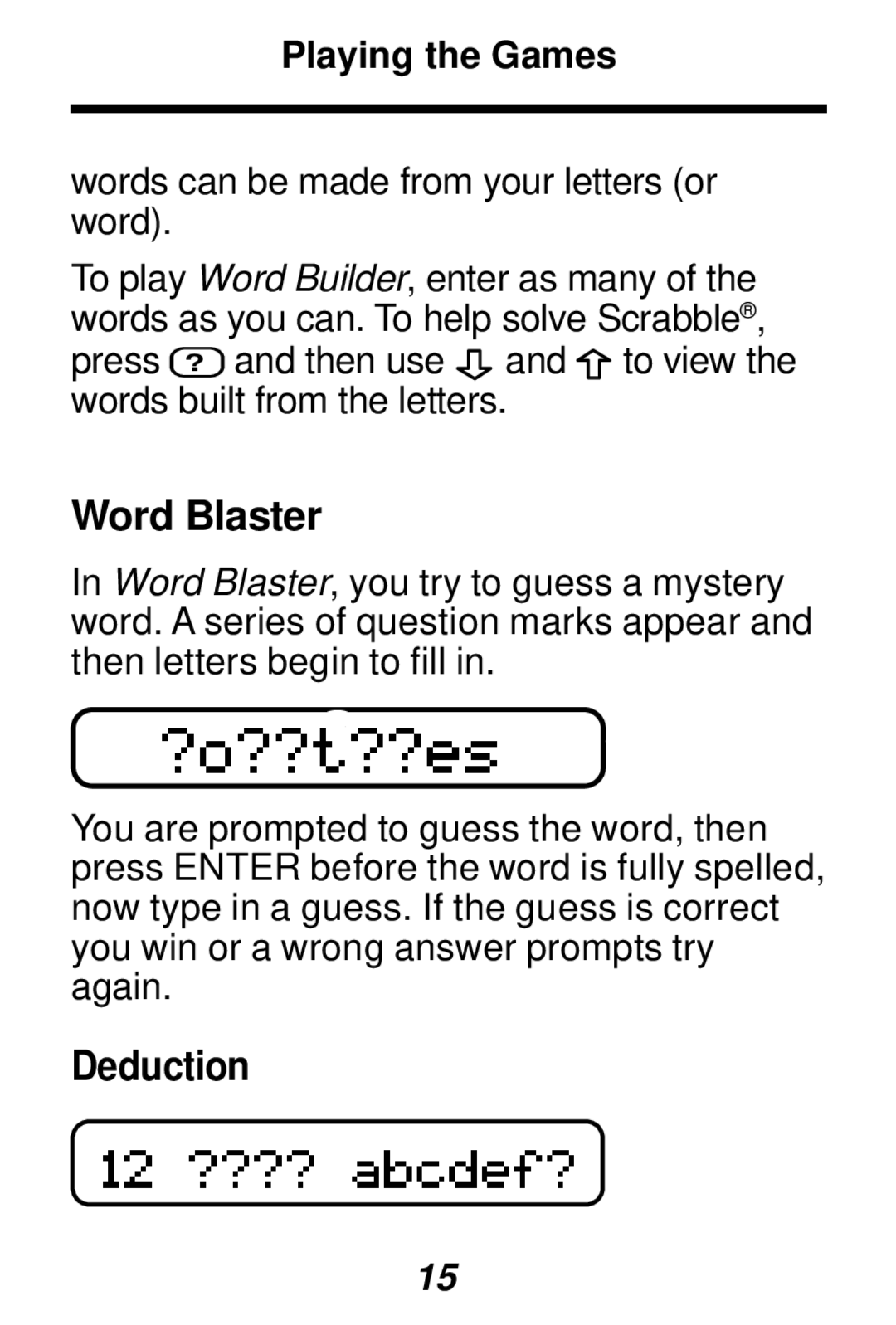 Franklin SA-98 manual Word Blaster, Deduction 