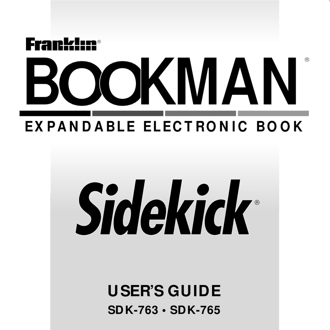Franklin manual SDK-763 SDK-765, Bookman, User’S Guide, Expandable Electronic Book 