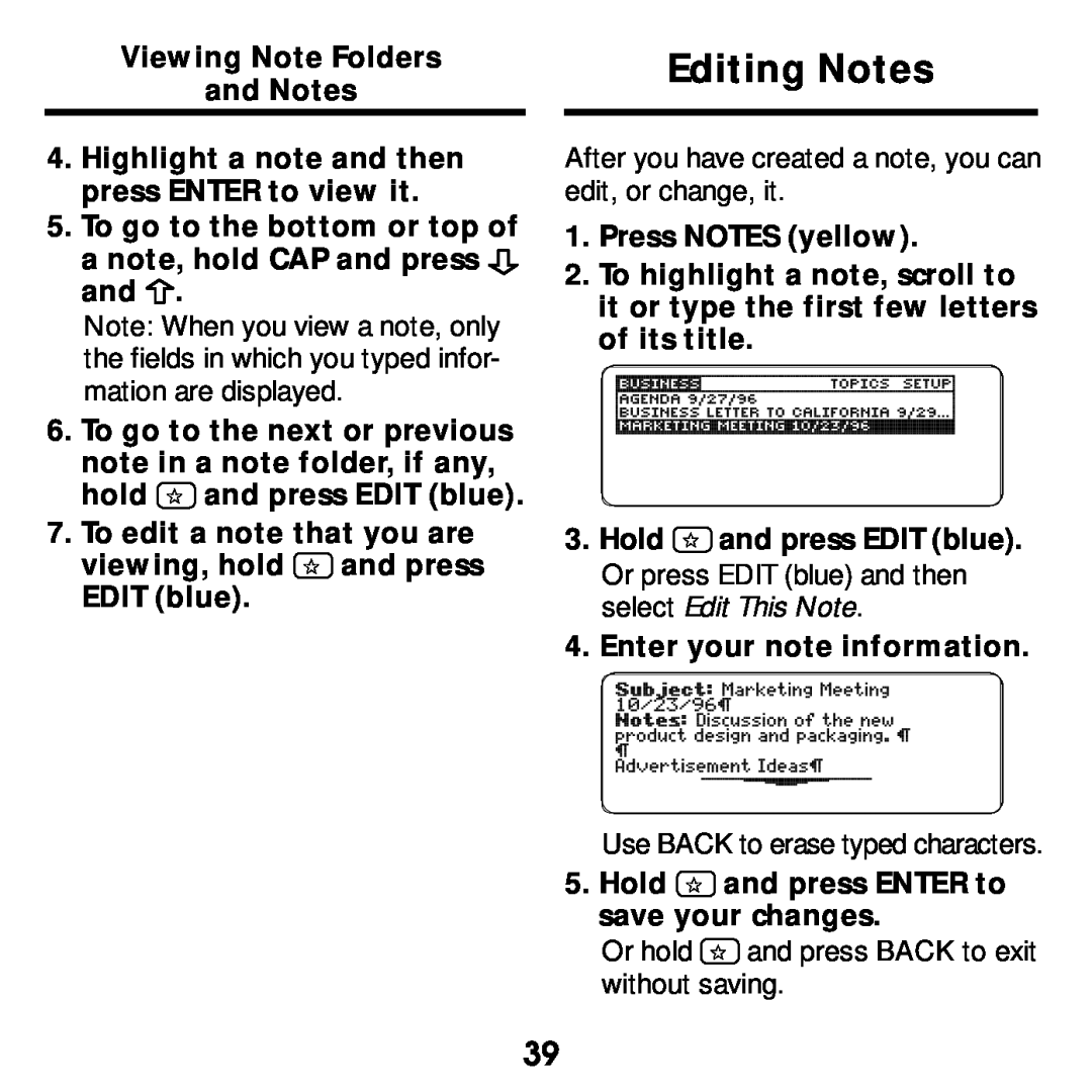 Franklin SDK-765, SDK-763 manual Editing Notes 