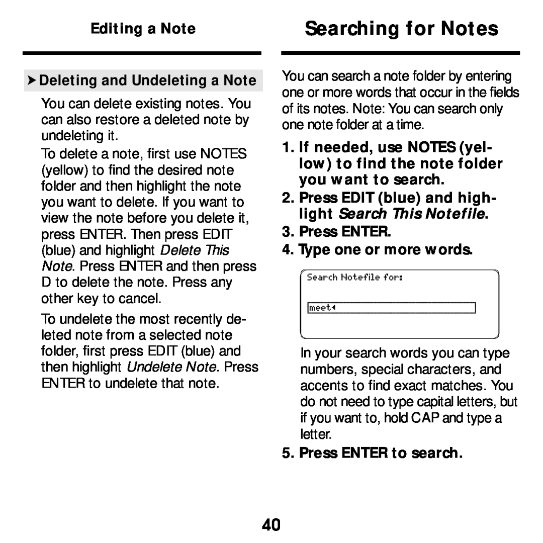 Franklin SDK-763, SDK-765 manual Searching for Notes 