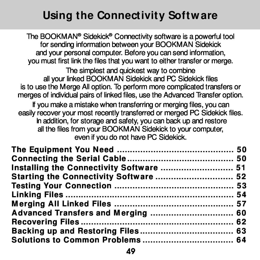 Franklin SDK-765, SDK-763 manual Using the Connectivity Software 