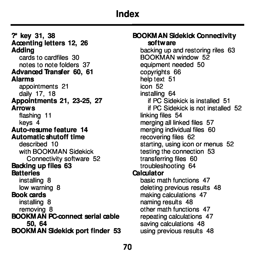 Franklin SDK-763, SDK-765 manual Index 