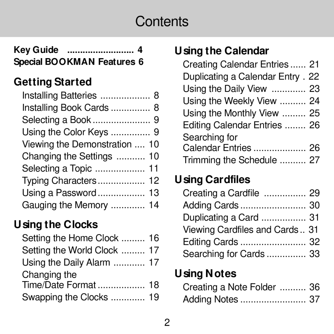 Franklin SDK-763, SDK-765 manual Contents 