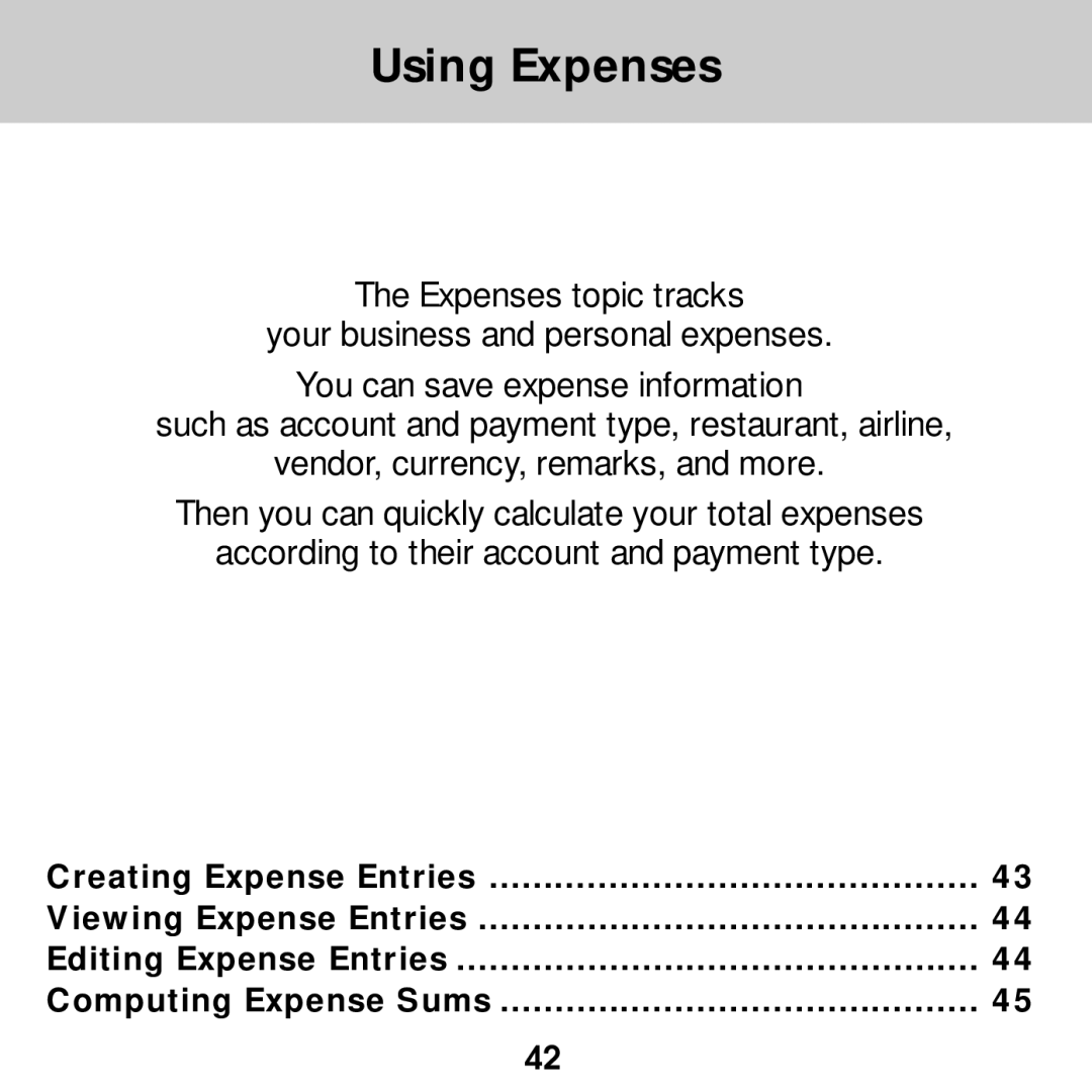 Franklin SDK-763, SDK-765 manual Using Expenses 