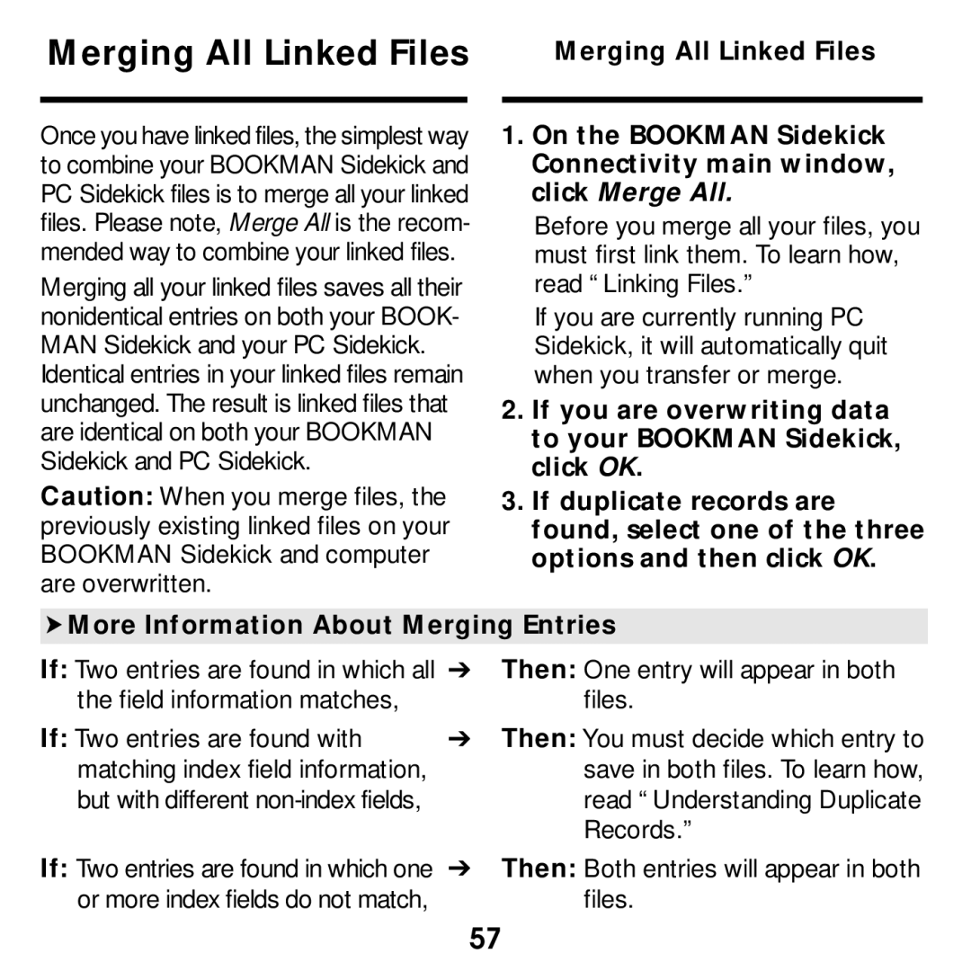 Franklin SDK-765, SDK-763 manual Merging All Linked Files 